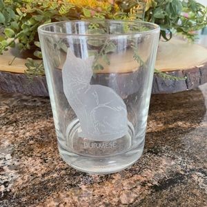 SAKOWITZ BURMESE CAT RARE ETCHED GLASS CUP